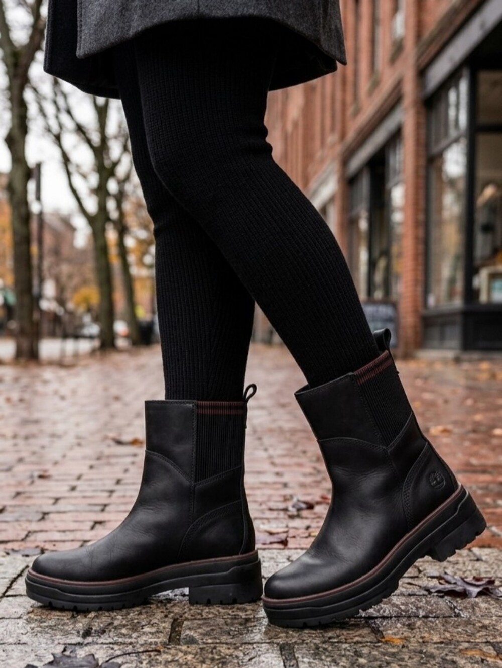 Timberland Black Leather Women's Winter Boots